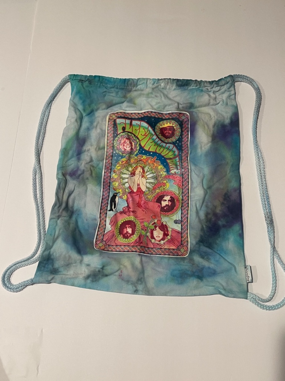 Fleetwood Mac custom Tie-Dye Blue Graphic Drawstring Backpack y2k graphic